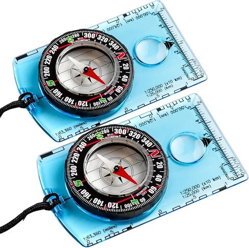 Pack of 2 Orienteering Compass Hiking-Compasses boy Scout Kids- Magnetic Gear Set Navigation map- Brujulas orientacion-Backpacking Camping Hunting Survival. in Saudi Arabia