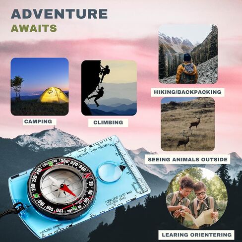 Pack of 2 Orienteering Compass Hiking-Compasses boy Scout Kids- Magnetic Gear Set Navigation map- Brujulas orientacion-Backpacking Camping Hunting Survival. in Saudi Arabia