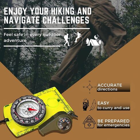 Pack of 2 Orienteering Compass Hiking-Compasses boy Scout Kids- Magnetic Gear Set Navigation map- Brujulas orientacion-Backpacking Camping Hunting Survival. in Saudi Arabia