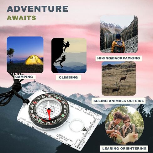 حزمة من 2 بوصلة توجيه للتنزه سيرًا على الأقدام - بوصلات للكشافة للأطفال - مجموعة تروس مغناطيسية - خريطة ملاحة - توجيه بروجولاس - حقيبة ظهر للتخييم والصيد والبقاء على قيد الحياة. in Kuwait