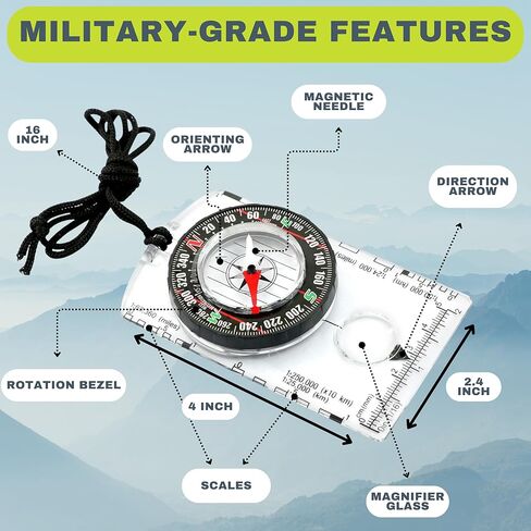 حزمة من 2 بوصلة توجيه للتنزه سيرًا على الأقدام - بوصلات للكشافة للأطفال - مجموعة تروس مغناطيسية - خريطة ملاحة - توجيه بروجولاس - حقيبة ظهر للتخييم والصيد والبقاء على قيد الحياة. in Kuwait