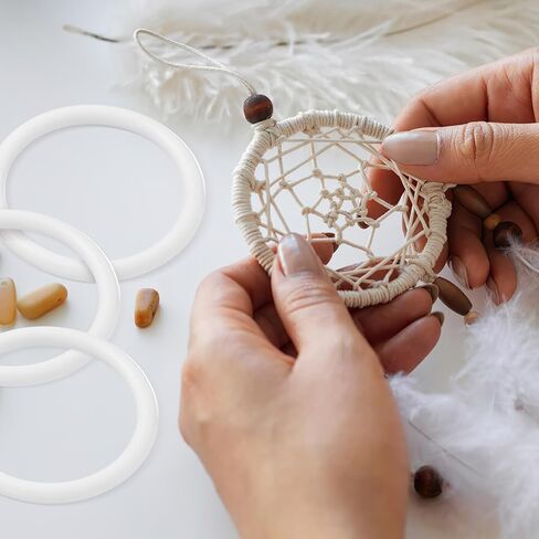 SUPVOX 12pcs Dreamcatcher Rings Plastic Macrame Hoops for DIY Craft, 10 Inch White Circles for Macrame and Dreamcatcher Projects in Kuwait
