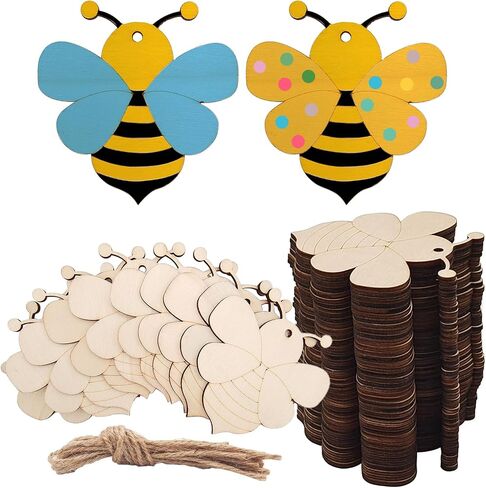 40 Pcs St.Patrick Wood Cutouts Shamrock Unfinished Wooden Craft Slices to Paint Clover Mini DIY Blank Discs Ornament with Rope for Home Crafts Hanging Decoration in Kuwait