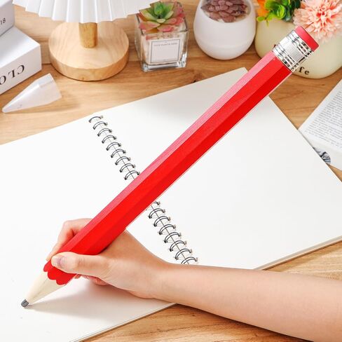 2 PCS 16 بوصة أقلام الرصاص خشبية جامبو أقلام رصلية عملاقة خشبية مضحكة قلم رصاص كبير مع محرية كبيرة قلم رصاص هدايا جديدة للرضيع للأطفال الروضة أطفال لوازم منزلية (Orange) in Kuwait