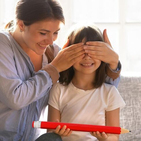 2 PCS 16 بوصة أقلام الرصاص خشبية جامبو أقلام رصلية عملاقة خشبية مضحكة قلم رصاص كبير مع محرية كبيرة قلم رصاص هدايا جديدة للرضيع للأطفال الروضة أطفال لوازم منزلية (Orange) in Kuwait
