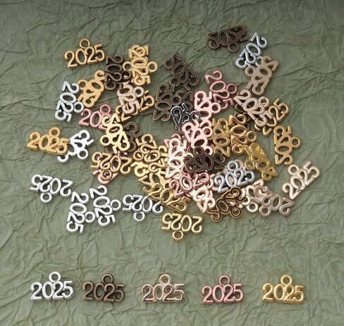 Ruwado 50 Pcs 2025 Year Jewelry Making Kits Metal Small Signet 1.4 x 0.9 cm Cute Kits for Bracelet Necklace Earring Keychain Crafting DIY Graduation Tassel Parties Decoration (Colorful) in Kuwait