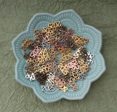 Ruwado 50 Pcs 2025 Year Jewelry Making Kits Metal Small Signet 1.4 x 0.9 cm Cute Kits for Bracelet Necklace Earring Keychain Crafting DIY Graduation Tassel Parties Decoration (Colorful) in Kuwait