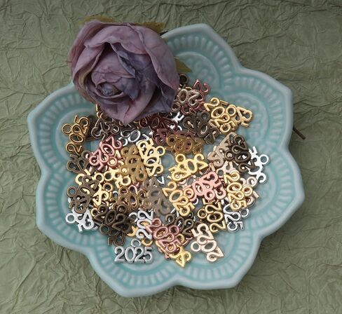 Ruwado 50 Pcs 2025 Year Jewelry Making Kits Metal Small Signet 1.4 x 0.9 cm Cute Kits for Bracelet Necklace Earring Keychain Crafting DIY Graduation Tassel Parties Decoration (Colorful) in Kuwait