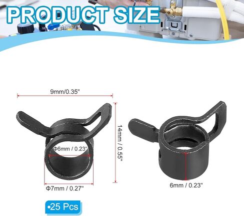 PATIKIL الربيع الفرقة خرطوم الأنابيب المشابك ل5-6mm OD خرطوم، 25 حزمة سيليكون فراغ التوتر المستمر مقاطع الفرقة لخط الوقود سيليكون خرطوم الهواء أنبوب أنابيب المياه، الفضة in Saudi Arabia