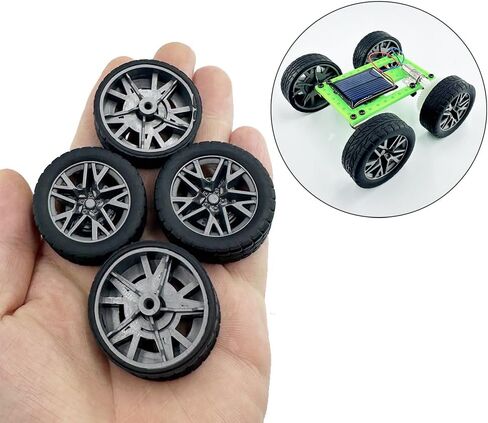 10PCS Model Car Wheels 32mm Toy Car Rubber Tire Wheels with Metal Shaft Round Axles for for RC Car Truck Robot DIY Model Toy Wheel Replacement Accessories (2x32mm) in Kuwait