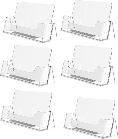 Marketing Holders 6 Pack Business Card Holder Counter Display for 2" x 3.5" Vertical Cards for Booths at Tradeshows and Expos Clear Acrylic in Kuwait
