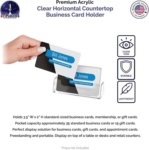 Marketing Holders 6 Pack Business Card Holder Counter Display for 2" x 3.5" Vertical Cards for Booths at Tradeshows and Expos Clear Acrylic in Kuwait