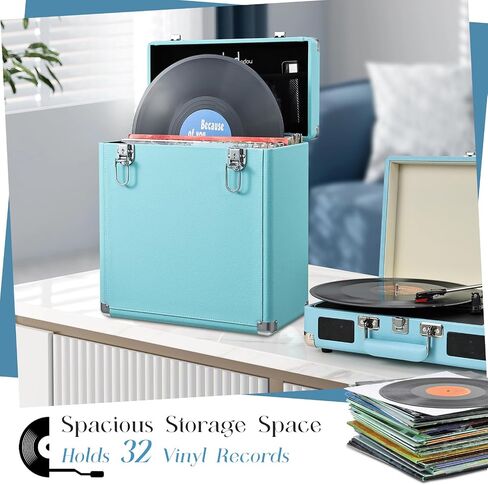 Vinyl Record Storage Box Fits all Standard Records - 33 1/3, 45 and 78 RPM, Holds 45 Albums, Perfect for your Treasured Record Collection 13x6x13 inches in Saudi Arabia