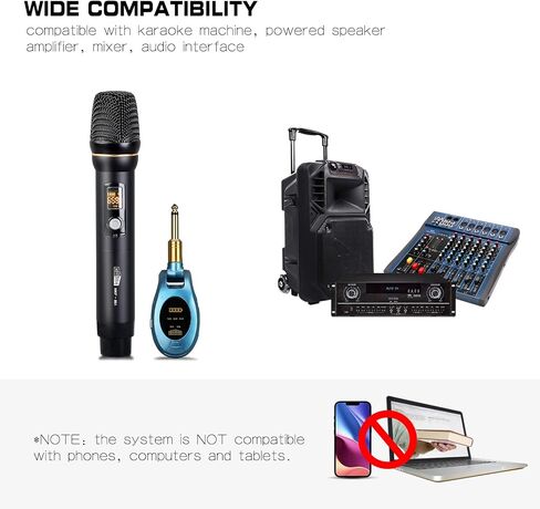 UHF Wireless Microphone System - Dual Handheld Dynamic Microfonos Inalambricos Professional for Home Karaoke, Meetings, Parties in Saudi Arabia