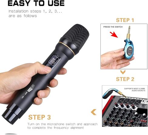 UHF Wireless Microphone System - Dual Handheld Dynamic Microfonos Inalambricos Professional for Home Karaoke, Meetings, Parties in Saudi Arabia
