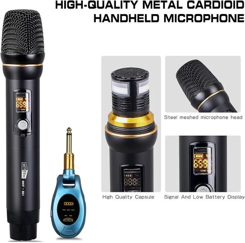 UHF Wireless Microphone System - Dual Handheld Dynamic Microfonos Inalambricos Professional for Home Karaoke, Meetings, Parties in Saudi Arabia