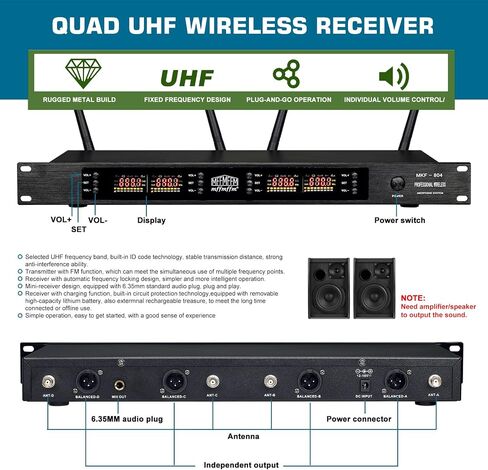 UHF Wireless Microphone System - Dual Handheld Dynamic Microfonos Inalambricos Professional for Home Karaoke, Meetings, Parties in Saudi Arabia