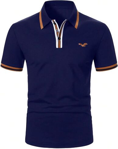 SOLY HUX Men's Casual Golf Shirts Classic Short Sleeve T Shirt Button Collar Work Office Tops in Saudi Arabia