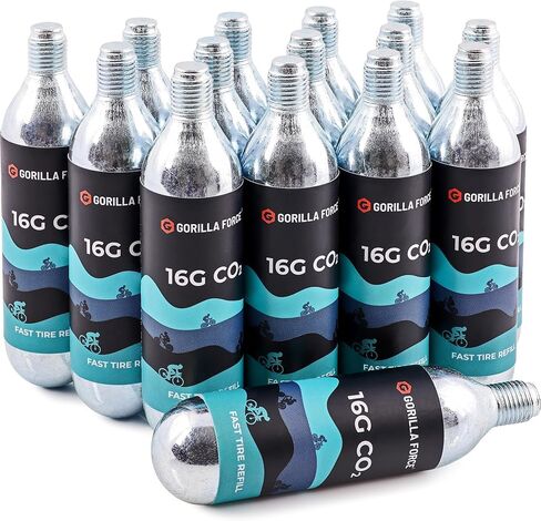Gorilla Force 16g CO2 Cartridges - Threaded | Jar of 40 | for Bike Tire Inflators in Saudi Arabia