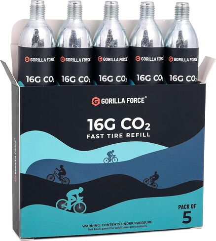 Gorilla Force 16g CO2 Cartridges - Threaded | Jar of 40 | for Bike Tire Inflators in Saudi Arabia