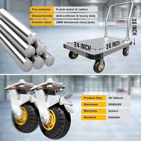 Folding Platform cart Dolly cart Push Cart Dolly Moving Platform (2000LBS(36X24 INCH)) in Kuwait