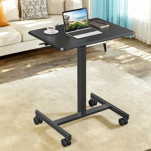 Overbed Bedside Table Adjustable Height, Portable Mobile Standing Laptop Desk for Bed, Hospital Bed Table C Table for Computer Writing Reading Eating Breakfast Cart Stand, White in Saudi Arabia