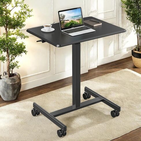 Overbed Bedside Table Adjustable Height, Portable Mobile Standing Laptop Desk for Bed, Hospital Bed Table C Table for Computer Writing Reading Eating Breakfast Cart Stand, White in Saudi Arabia