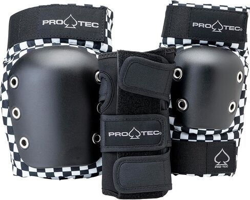 Pro-Tec Street Adult 3-Pack Open-Back Pad Set - Ideal for Skateboarding, Bicycling, BMX and Roller Skating – Black X-Large in Saudi Arabia