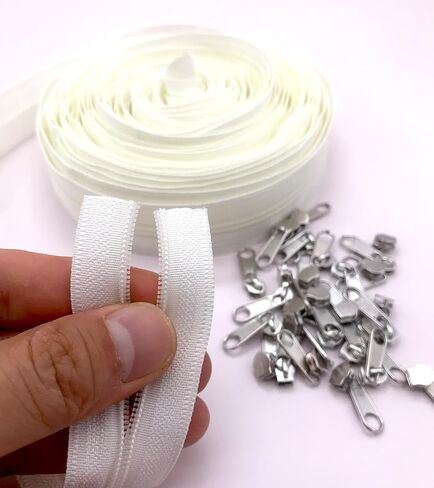 Goyunwell #3 Blue Zipper Tape by The Yard Dark Blue Zippers for Sewing Nylon Coil Navy Blue Zippers by The Yard 10 Yards with 30 Pieces Zipper pulls for Purse and Bag Making in Kuwait