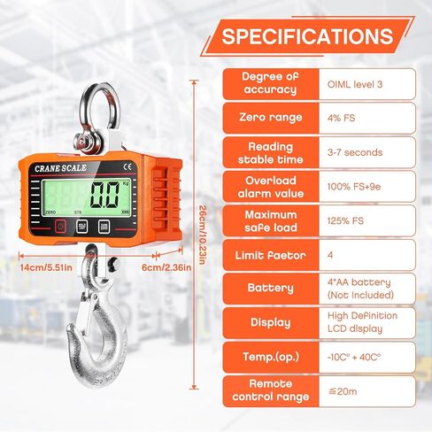 Hanging Scale 660lb/300kg, Handheld Luggage Scale with Accurate Sensor&Big LCD Display, Mini Digital Crane Scale Fishing Scale for Gym,Hunting,Travelling,Farming Outdoor in Saudi Arabia