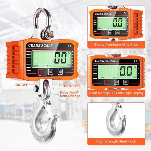 Hanging Scale 660lb/300kg, Handheld Luggage Scale with Accurate Sensor&Big LCD Display, Mini Digital Crane Scale Fishing Scale for Gym,Hunting,Travelling,Farming Outdoor in Saudi Arabia