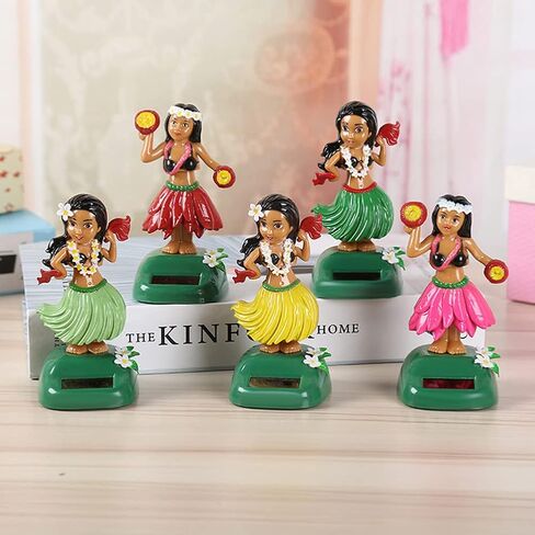 Katutude Solar Dancing Toys Solar Powered Hula Girl Dancer Figures Car Dashboard Ornament Home Office Window Table Decoration - No Batteries Required in Kuwait