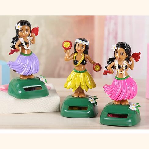 Katutude Solar Dancing Toys Solar Powered Hula Girl Dancer Figures Car Dashboard Ornament Home Office Window Table Decoration - No Batteries Required in Kuwait