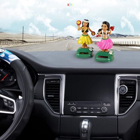 Katutude Solar Dancing Toys Solar Powered Hula Girl Dancer Figures Car Dashboard Ornament Home Office Window Table Decoration - No Batteries Required in Kuwait