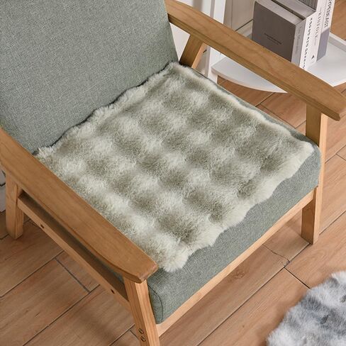Faux Fur Rabbit Hair Carpets Square Chair Cover Seat Cushion Pad, 12x12 inch Luxurious Rabbit Fur Small Area Rugs Fluffy Floor Mat for Living Sofa, Bedroom Living Kids Room (Coffee Tie-dye) in Saudi Arabia