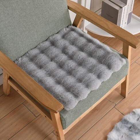 Faux Fur Rabbit Hair Carpets Square Chair Cover Seat Cushion Pad, 12x12 inch Luxurious Rabbit Fur Small Area Rugs Fluffy Floor Mat for Living Sofa, Bedroom Living Kids Room (Coffee Tie-dye) in Saudi Arabia