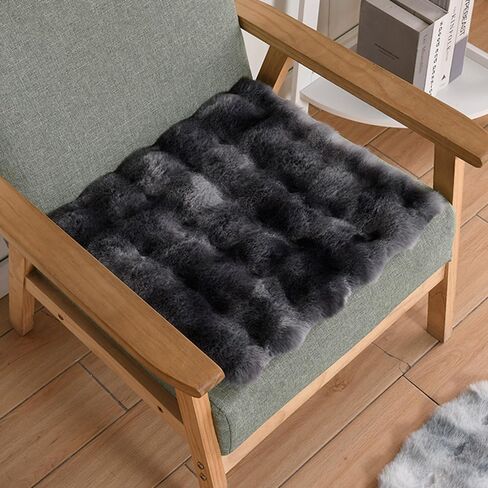 Faux Fur Rabbit Hair Carpets Square Chair Cover Seat Cushion Pad, 12x12 inch Luxurious Rabbit Fur Small Area Rugs Fluffy Floor Mat for Living Sofa, Bedroom Living Kids Room (Coffee Tie-dye) in Saudi Arabia
