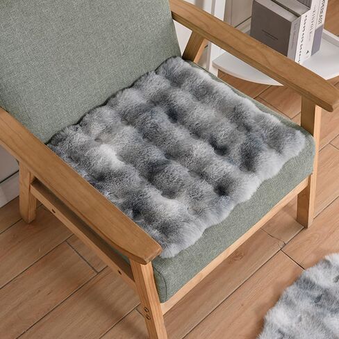 Faux Fur Rabbit Hair Carpets Square Chair Cover Seat Cushion Pad, 12x12 inch Luxurious Rabbit Fur Small Area Rugs Fluffy Floor Mat for Living Sofa, Bedroom Living Kids Room (Coffee Tie-dye) in Saudi Arabia