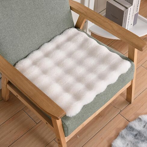 Faux Fur Rabbit Hair Carpets Square Chair Cover Seat Cushion Pad, 12x12 inch Luxurious Rabbit Fur Small Area Rugs Fluffy Floor Mat for Living Sofa, Bedroom Living Kids Room (Coffee Tie-dye) in Saudi Arabia