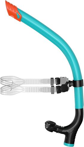 Swimmer's Snorkel for Lap Swimming, Adult Snorkeling Gear Swim Training, Center-Mount Silicone Mouthpiece One-Way Purge Valve in Pool and Open Water in Saudi Arabia