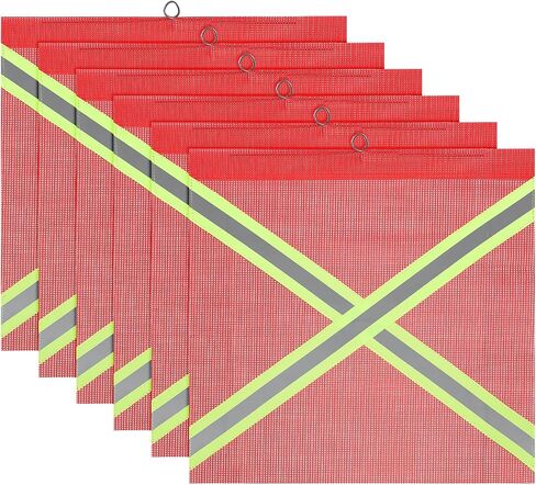 MECCANIXITY Safety Flags, 18x18 Inch Warning Safety Flag with Single Sided Cross-Reflective Strip Flag Wire Loop High Visibility for Trucks Trailer Hauling (Red, Pack of 2) in Saudi Arabia