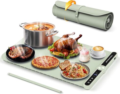 Warming Mat for Food,Electric Warming Tray with 9 Level Adjustable Temperature & 6 Hours Timer,Foldable Portable Food Warming Mat,Food Warmers for Parties,Buffet,Gatherings,Daily Use.Blue in Saudi Arabia