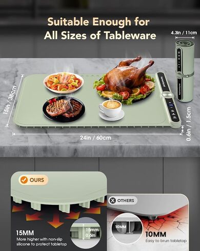 Warming Mat for Food,Electric Warming Tray with 9 Level Adjustable Temperature & 6 Hours Timer,Foldable Portable Food Warming Mat,Food Warmers for Parties,Buffet,Gatherings,Daily Use.Blue in Saudi Arabia