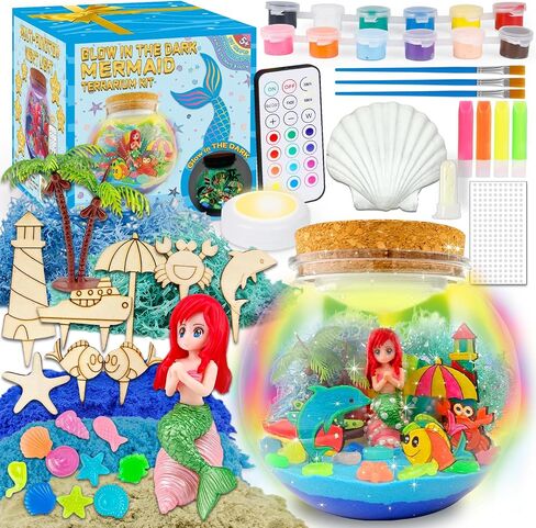 Dinosaur Terrarium Kit for Kids - Arts & Crafts Activities Sets With Glow in The Dark Painting - DIY Dinosaur Toys Birthday Gifts for Boys Age 5, 6, 7, 8, 9, 10, 11 & 12 Year Old(Dinosaur Terrarium) in Saudi Arabia
