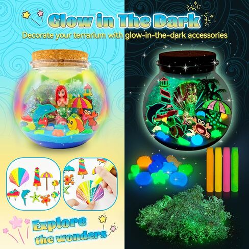 Dinosaur Terrarium Kit for Kids - Arts & Crafts Activities Sets With Glow in The Dark Painting - DIY Dinosaur Toys Birthday Gifts for Boys Age 5, 6, 7, 8, 9, 10, 11 & 12 Year Old(Dinosaur Terrarium) in Saudi Arabia
