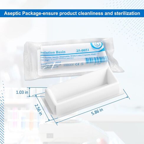 25ml Polystyrene Reagent Reservoir, Sterile One-Channel Basins, 20 Pcs Individually Wrapped Reagent Tank, White Solution Basins in Saudi Arabia