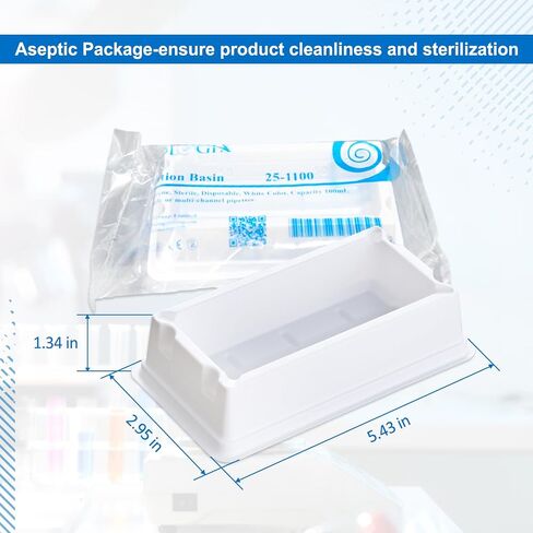25ml Polystyrene Reagent Reservoir, Sterile One-Channel Basins, 20 Pcs Individually Wrapped Reagent Tank, White Solution Basins in Saudi Arabia