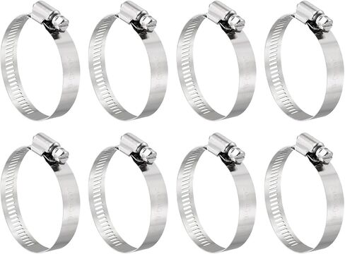 uxcell 8 Pcs Hose Clamps, Stainless Steel 13/16"- 1-1/2"(21-38mm) Adjustable Worm Gear Drive Hose Clamps Pipe Clamp for Plumbing Dishwasher Automotive Washing Machine, Silver in Saudi Arabia
