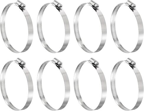 uxcell 8 Pcs Hose Clamps, Stainless Steel 13/16"- 1-1/2"(21-38mm) Adjustable Worm Gear Drive Hose Clamps Pipe Clamp for Plumbing Dishwasher Automotive Washing Machine, Silver in Saudi Arabia