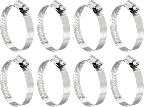 uxcell 8 Pcs Hose Clamps, Stainless Steel 13/16"- 1-1/2"(21-38mm) Adjustable Worm Gear Drive Hose Clamps Pipe Clamp for Plumbing Dishwasher Automotive Washing Machine, Silver in Saudi Arabia